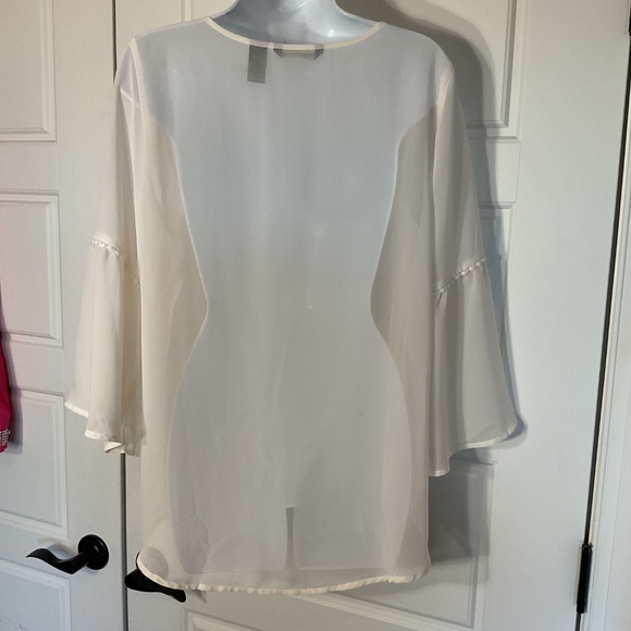 Millennium Beige 3/4 Sleeve Lace Hi/lo Lace Boho Peasant Cottage Top M - Picture 3 of 6